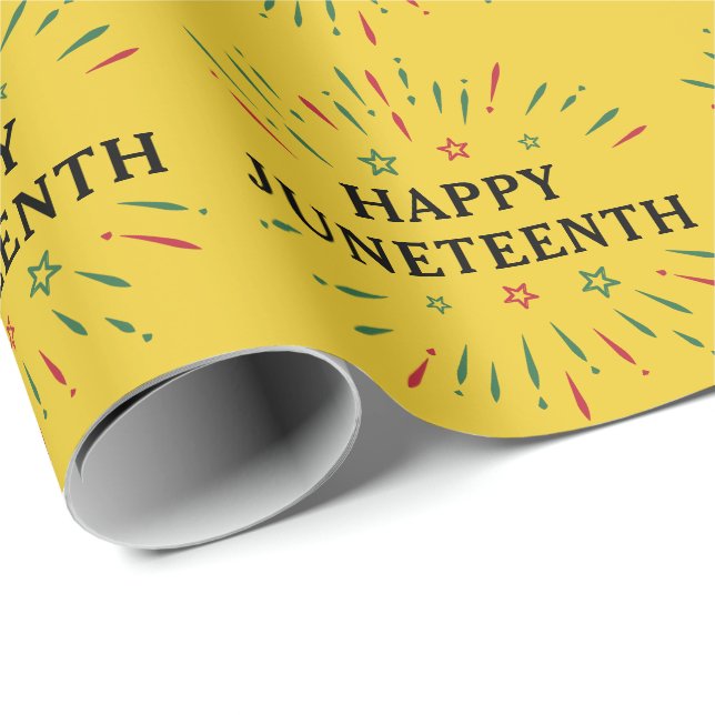 Fireworks Black Independence Day Happy Juneteenth Geschenkpapier (Rolleneckpunkt)
