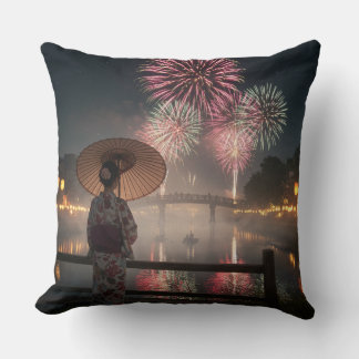 Fireworks bloom in the night sky kissen