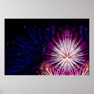 Fireworks Blue Pink und White Poster