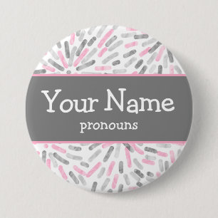 Fireworks Demigirl Pride Flag Pronouns Nametag Button
