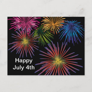 Fireworks Design July 4th Postcard Postkarte