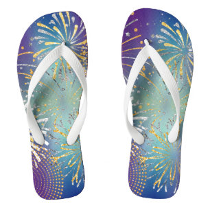 Fireworks Design mit Imitate Gold & Silver Dreh Fl Flip Flops