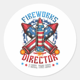 Fireworks Director I Run You Run 4th July Indep Runder Aufkleber