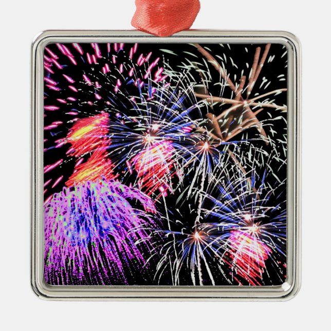 Fireworks Display Silbernes Ornament (Vorne)