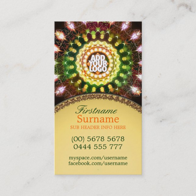 Fireworks Energy Mandala New Age Business Card Visitenkarte (Vorderseite)