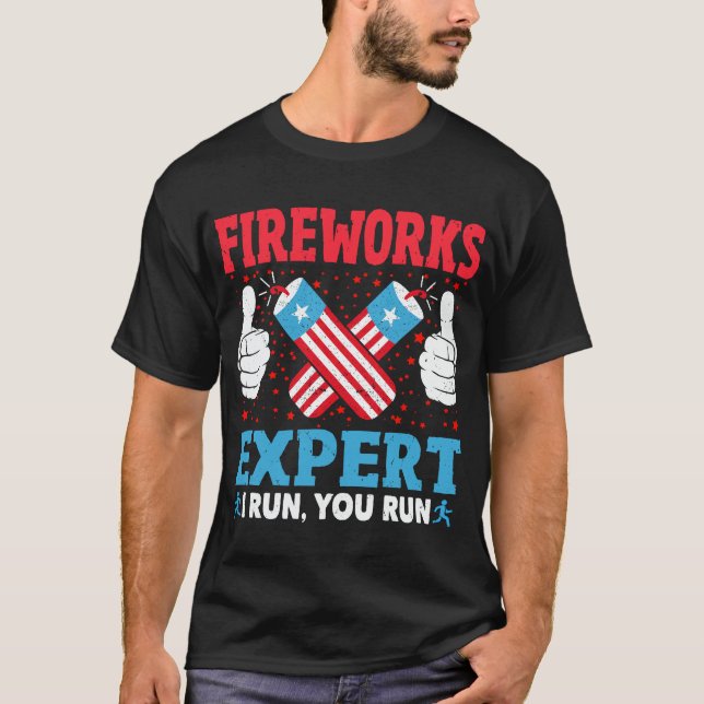 Fireworks Expert Ich führe Sie Lauf lustigen 4. Ju T-Shirt (Vorderseite)