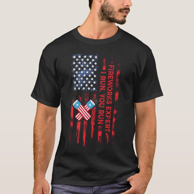 Fireworks Expert Ich führe Sie Lauf lustigen 4. Ju T-Shirt (Vorderseite)