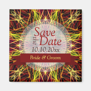 Fireworks Fraktal Hearts Save the Date ankündigen Magnet