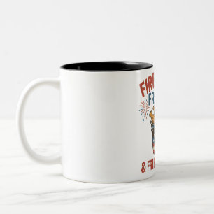 Fireworks Freedom & Fried Chicken, Funny 4 Juli GR Zweifarbige Tasse