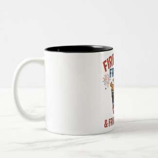 Fireworks Freedom & Fried Chicken, Funny 4 Juli GR Zweifarbige Tasse