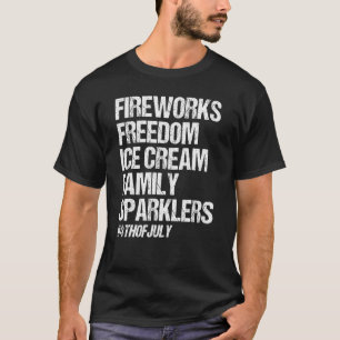 Fireworks Freedom Ice Cream Family Sparklers 4th O T-Shirt