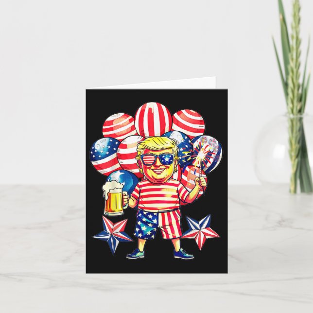 Fireworks Funny Trump Patriotic American Happy 4. Karte (Vorderseite)