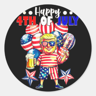 Fireworks Funny Trump Patriotic American Happy 4. Runder Aufkleber