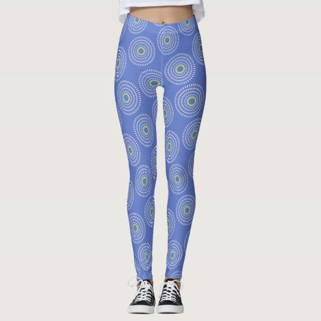 Fireworks Japanisch Blue Leggings (Vorderseite)