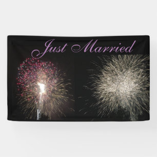 Fireworks Just Married Banner