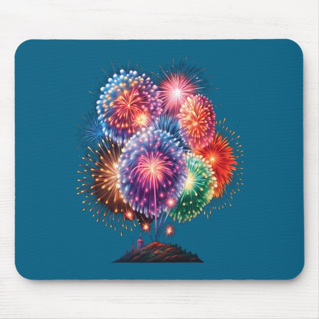 Fireworks New Year's Eve Party Long Sleeve  Mousepad (Vorne)