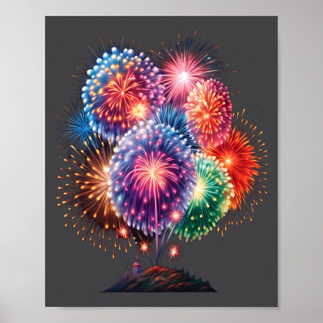 Fireworks New Year's Eve Party Long Sleeve  Poster (Vorne)