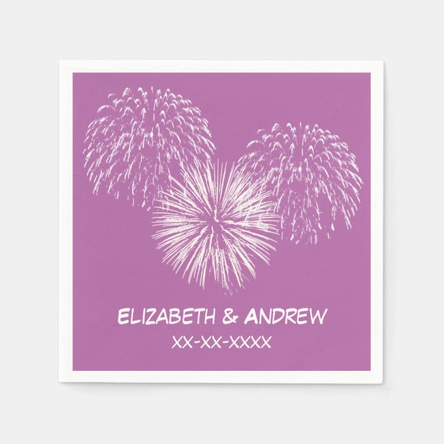 Fireworks, Orchid Lila Background, Name Monogram Serviette (Vorderseite)