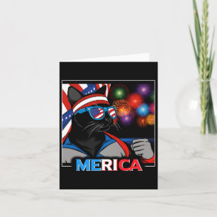 Fireworks Patriotic Black Cat Karte