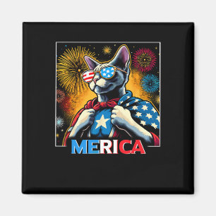 Fireworks Patriotic Devon Rex Cat Merica Magnet