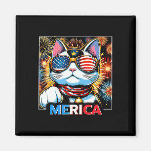 Fireworks Patriotic Maneki Neko Cat Merica Magnet