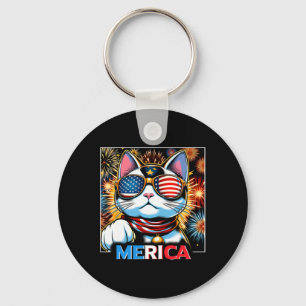 Fireworks Patriotic Maneki Neko Cat Merica Schlüsselanhänger