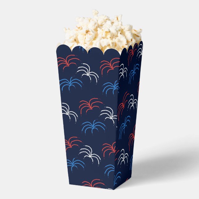 Fireworks Popcorn Box (Navy Blue, Red & White) Geschenkschachtel (Geplatzt)