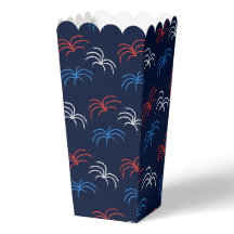 Fireworks Popcorn Box (Navy Blue, Red & White)