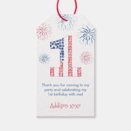 Fireworks Red White Blue 1. Geburtstag Party Geschenkanhänger