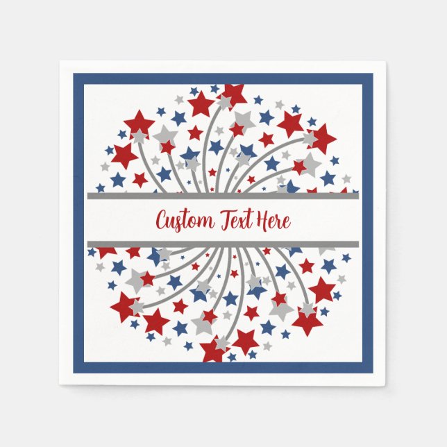 Fireworks Red White Blue Independence Juli 4 Serviette (Vorderseite)