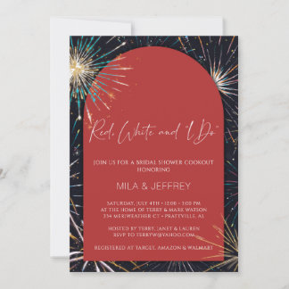 Fireworks Red, White und I DO Brautparty Einladung