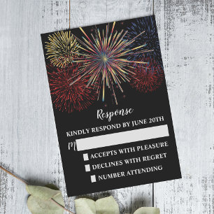 Fireworks Sky Amerikanische Unabhängigkeitstag Wed RSVP Karte