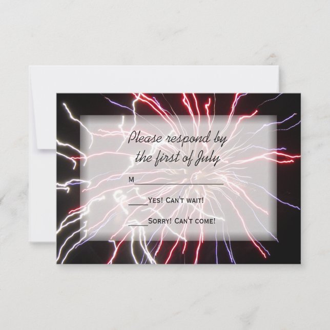 Fireworks Summer Wedding RSVP Response Card Karte (Vorderseite)