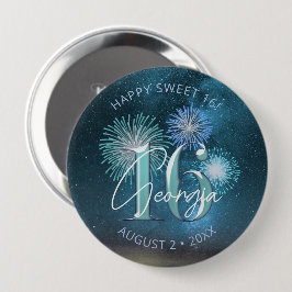 Fireworks Sweet 16 Aquamarin ID984 Button