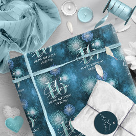 Fireworks Sweet 16 Aquamarin ID984 Geschenkpapier
