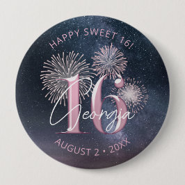 Fireworks Sweet 16 Midnight Blush ID984 Button