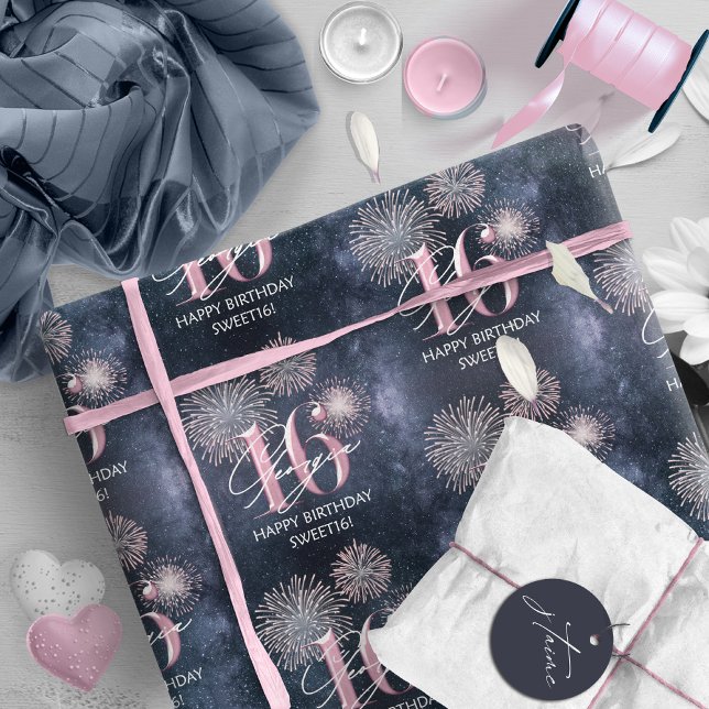 Fireworks Sweet 16 Midnight Blush ID984 Geschenkpapier (Von Creator hochgeladen)