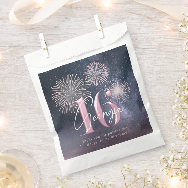 Fireworks Sweet 16 Midnight Blush ID984 Geschenktütchen (Ausgeschnitten)