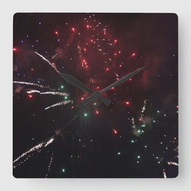 Fireworks-Uhr Quadratische Wanduhr (Vorderseite)
