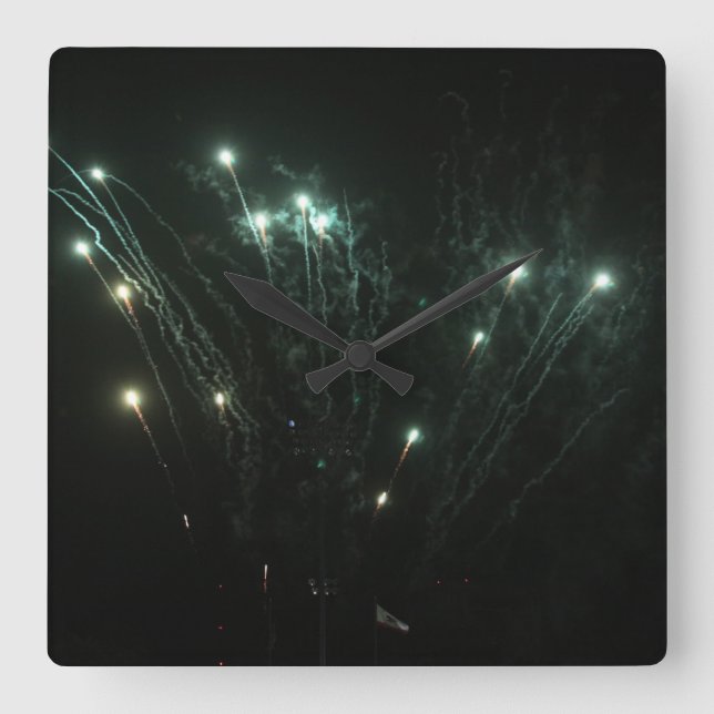 Fireworks-Uhr Quadratische Wanduhr (Vorderseite)