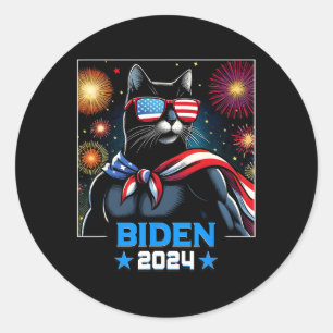 Fireworks US Präsident Biden 2024 Black Cat Runder Aufkleber