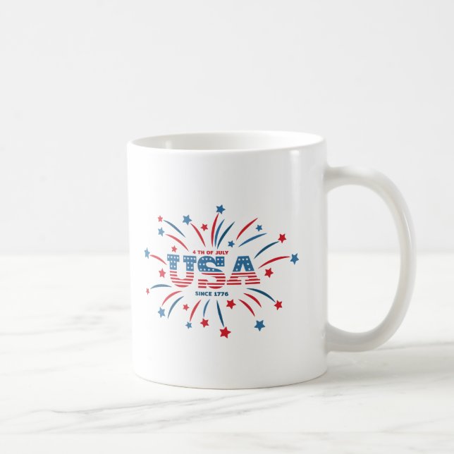 Fireworks USA Patriotic Red White Blue Kaffeetasse (Rechts)