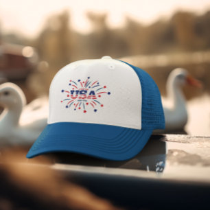 Fireworks USA Patriotic Red White Blue Truckerkappe