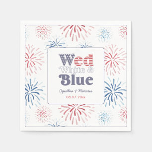 Fireworks Wed White Blue Co-Ed Polterabend Serviette
