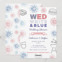 Fireworks Wed White Blue Cookout Paare Dusche