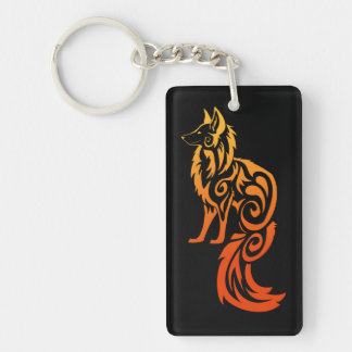 Firey roter Stammes- Fox Kitsune Schlüsselanhänger