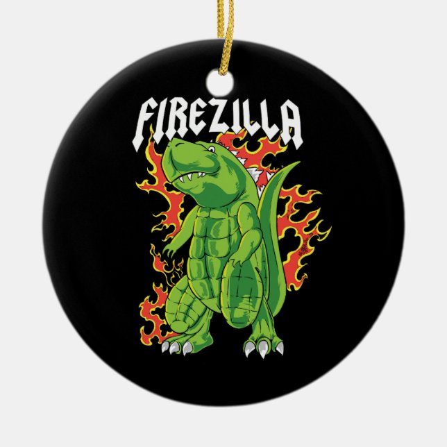 Firezilla Green and Fire Monster Keramik Ornament (Vorne)