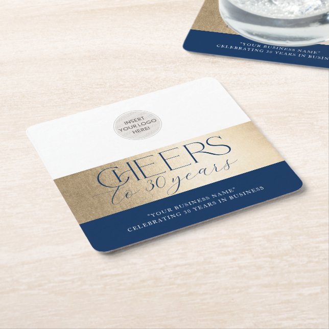 FIRMA ANNIVERSARY elegantes Business Marine Gold Rechteckiger Pappuntersetzer (angewinkelt)