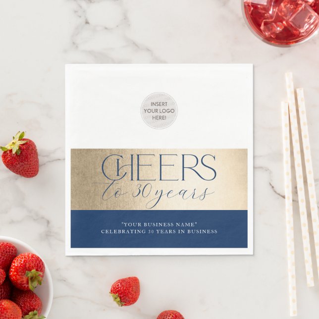 FIRMA ANNIVERSARY elegantes Business Marine Gold Serviette (Beispiel)