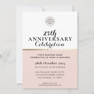 FIRMA ANNIVERSARY elegantes schwarzes Rosa Gold Einladung